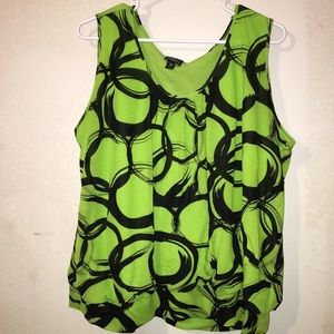 Green&Black Sleeveless Plus Size